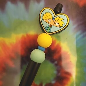 Handmade Hey Arnold 90s Beaded Silicone Focal Bead Pen